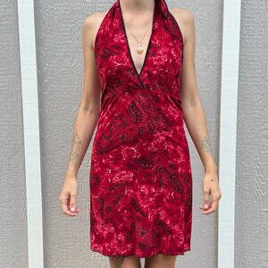 Autumn Teneyl Red Backless Mini Dress